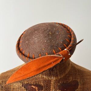 Vintage Elegant Orange and Brown Fascinator